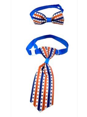 🇺🇸 USA Patriotic Pet Tie Set Stars Stripes Adjustable Dog Cat S/M NEW